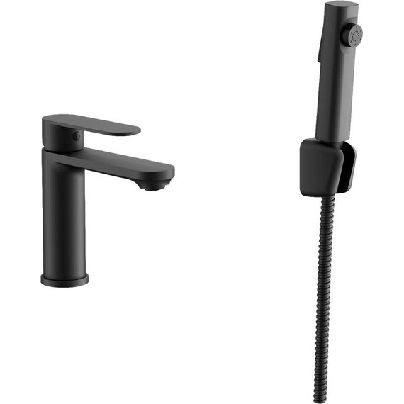 Смеситель для раковины с лейкой для биде Belz B12713-7, чёрный - фото 
