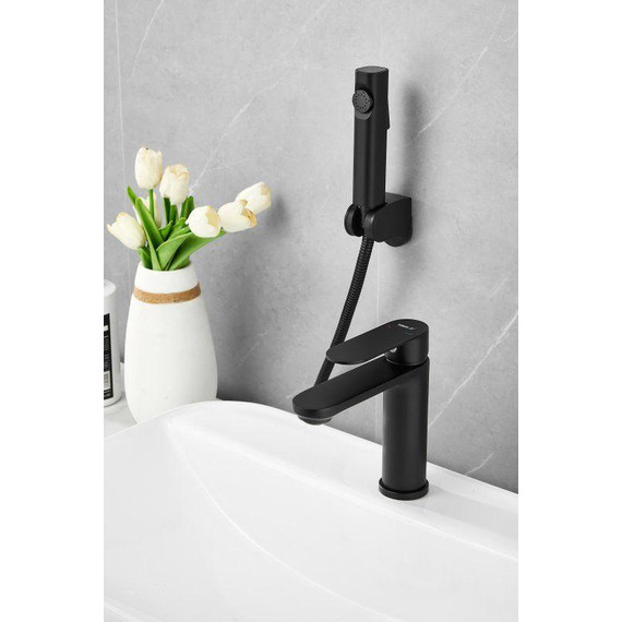 Смеситель для раковины с лейкой для биде Belz B12713-7, чёрный - фото 4