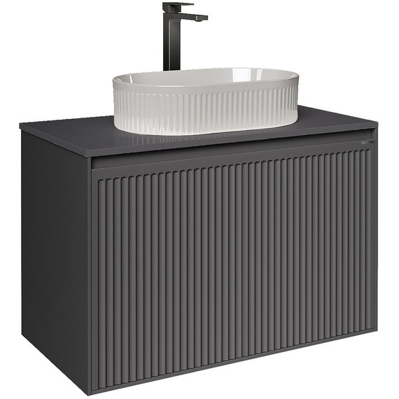 Тумба подвесная со столешницей Grossman Кристалл 80 см 108043, графит матовый - фото 