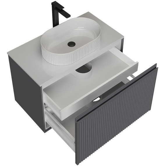 Тумба подвесная со столешницей Grossman Кристалл 80 см 108043, графит матовый - фото 3