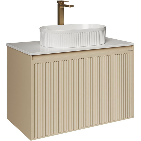 Тумба подвесная со столешницей Grossman Кристалл 80 см 108044, бежевый матовый - фото 