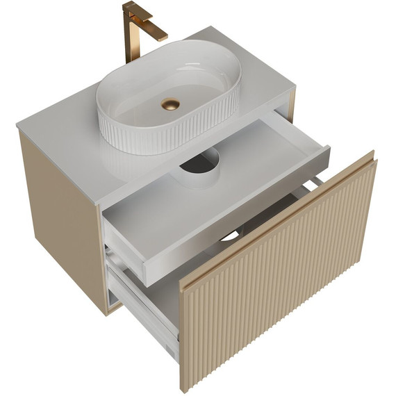 Тумба подвесная со столешницей Grossman Кристалл 80 см 108044, бежевый матовый - фото 3