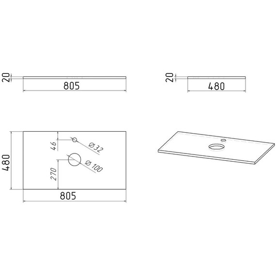 Тумба подвесная со столешницей Grossman Кристалл 80 см 108044, бежевый матовый - фото 9
