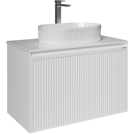 Тумба подвесная со столешницей Grossman Кристалл 80 см 108045, белый глянцевый - фото 