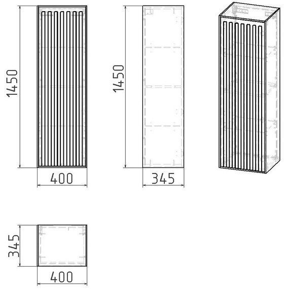 Пенал подвесной Grossman Кристалл 35 см 303543, графит матовый - фото 7