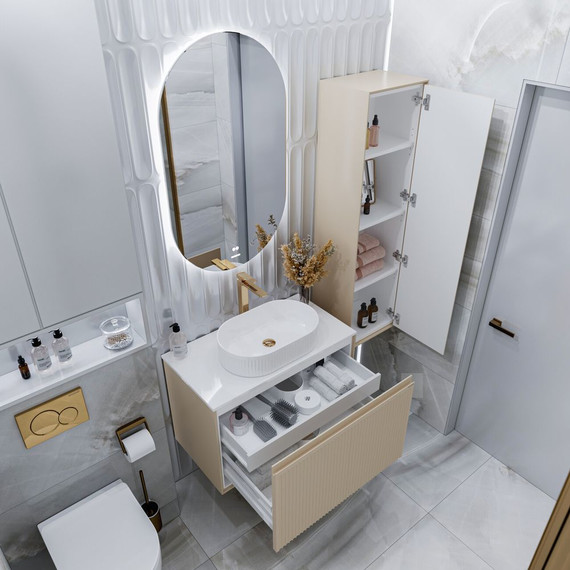 Пенал подвесной Grossman Кристалл 35 см 303544, бежевый матовый - фото 5