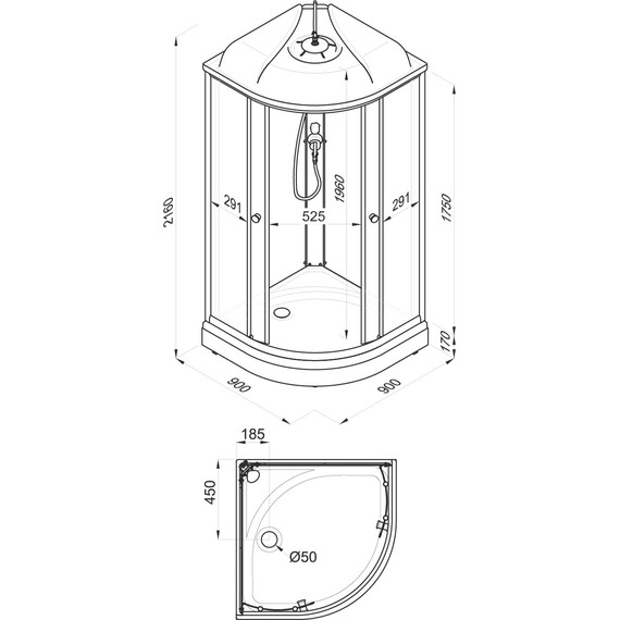 Душевая кабина Niagara Light 90x90 см L90/17, хром/прозрачное - фото 6