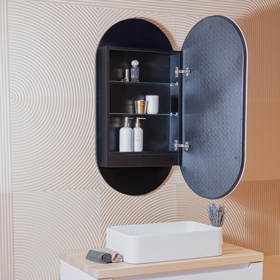 Зеркало-шкаф Abber Kontur 50 см AG6339SWHB, чёрный - фото 3