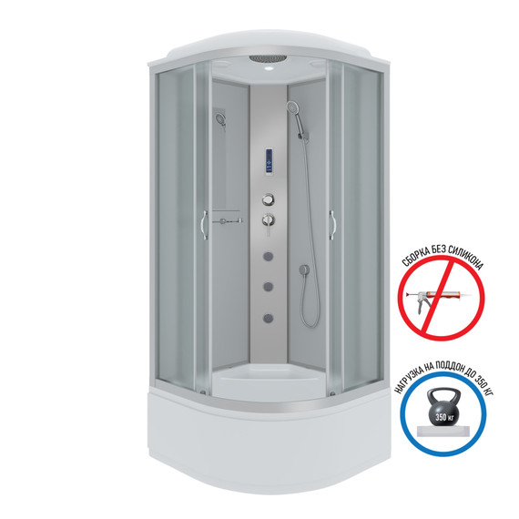 Душевая кабина Niagara Classic 80х80х215 см NG-2307-14F, высокий поддон (40см), стекло матовое, профиль серебро (безсиликоновая сборка) - фото 