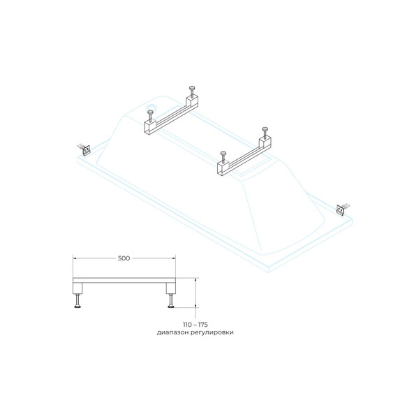 Универсальный комплект ног для прямоугольных акриловых ванн Cezares LEG-KIT-100 - фото 