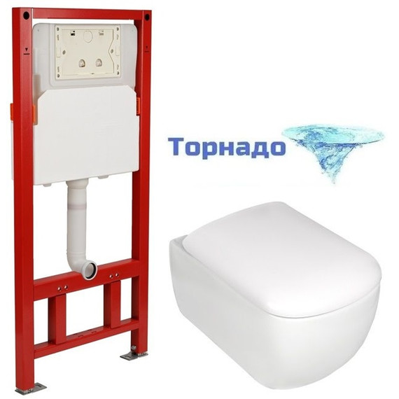 Инсталляция с подвесным безободковым унитазом AN Solana сиденье микролифт, крепление (система смыва Торнадо) - фото 