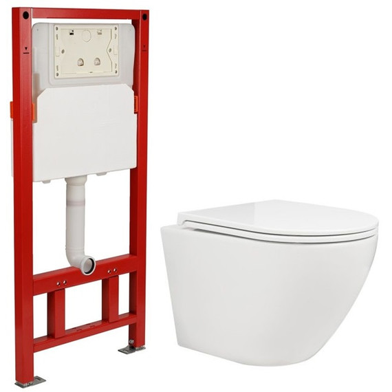 Инсталляция с подвесным безободковым унитазом AN Sky сиденье микролифт, крепление - фото 