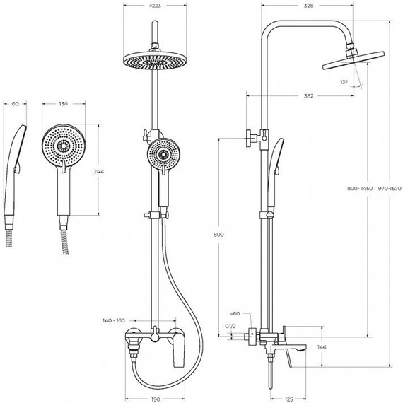 Душевой комплект Cezares: Душевая стойка COMFORT-CVD-01 + смеситель для раковины COMFORT-LS-01-W0 (Новинка 2025) - фото 18