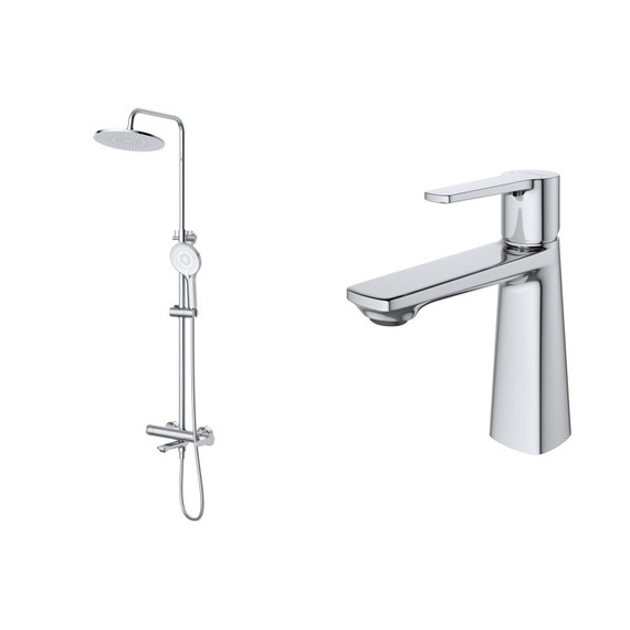 Душевой комплект Cezares: Душевая стойка LUX-CVD-01 + смеситель для раковины LUX-LS-01-W0 (Новинка 2025) - фото 2