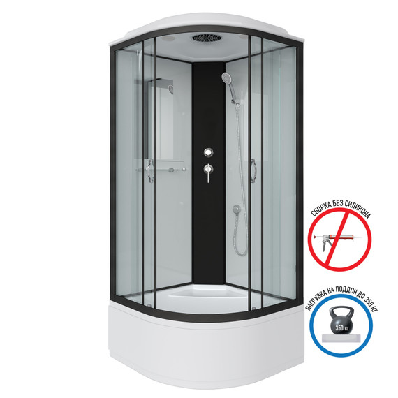Душевая кабина Niagara Classic 80х80х215 см NG-6707-14, высокий поддон (40см), стекло прозрачное, профиль черный (безсиликоновая сборка) - фото 