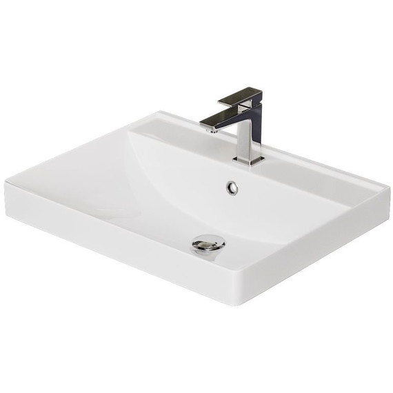 Тумба напольная с раковиной Mirsant Flat 60/2 60 см (раковина Line 60) белый - фото 2