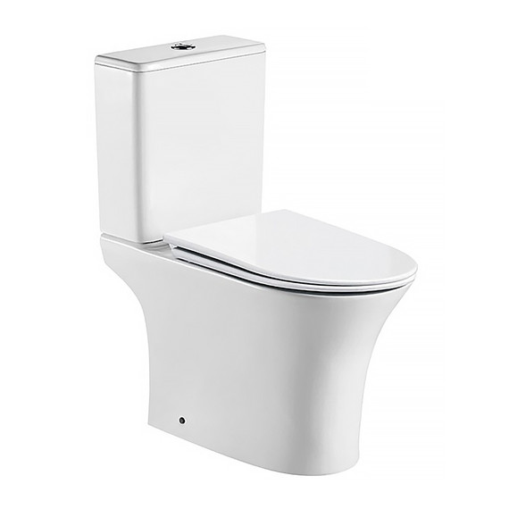 Унитаз-компакт безободковый Azario Fretta Round AZ-7121A с тонкой крышкой микролифт - фото 