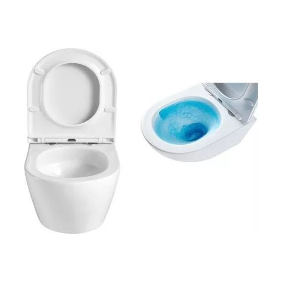 Инсталляция с подвесным унитазом комплект: Grohe Rapid SL 38772001 с подвесным безободковым унитазом Azario Grado AZ-0046-UQ3 сиденье микролифт, крепление, кнопка смыва хром (Система смыва торнадо), Цвет производителя: белый - фото 4