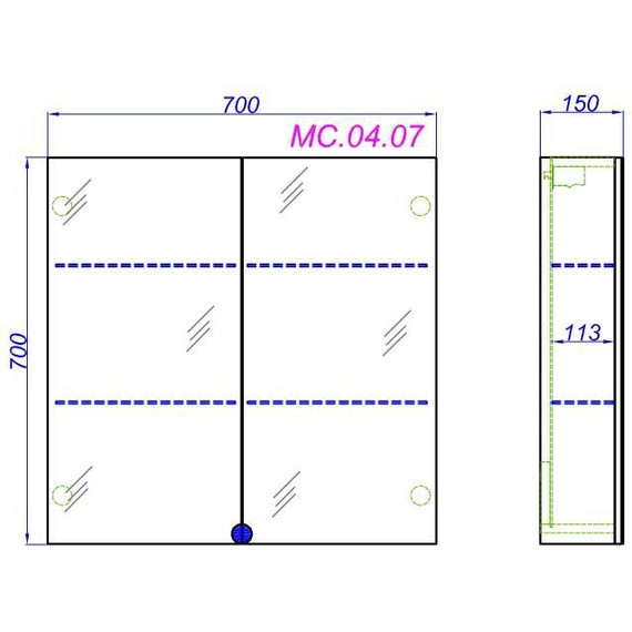 Зеркало-шкаф Aqwella Манчестер 70 см МС.04.07 - фото 5