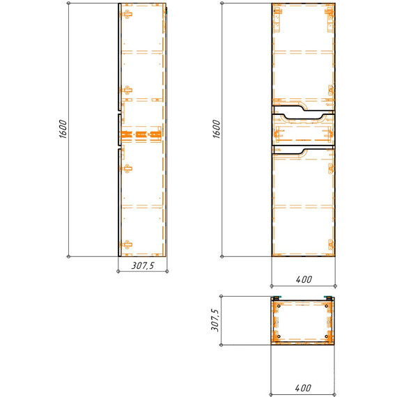 Пенал подвесной Azario Kantri 40 см R CS00097263, белый глянцевый - фото 5
