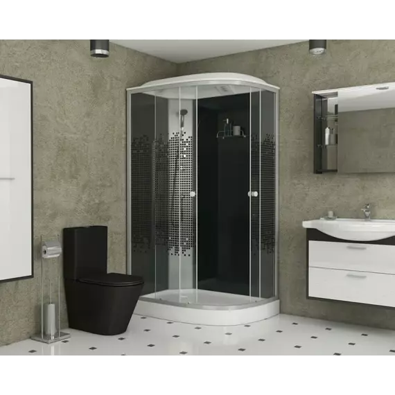 Душевая кабина Niagara Eco 120x80 см NG-4512-14L BLACK, с мелким поддоном 13 см, профиль хром матовый, стекло тонированное (безсиликоновая сборка) - фото 2