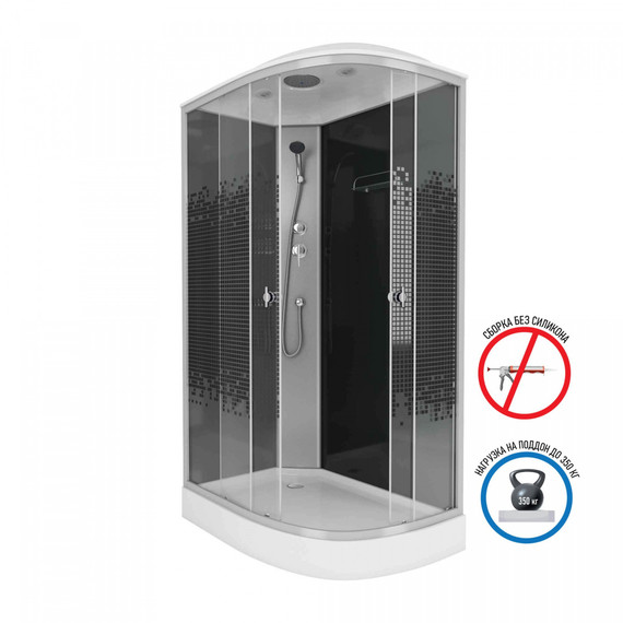 Душевая кабина Niagara Eco 120x80 см NG-4512-14L BLACK, с мелким поддоном 13 см, профиль хром матовый, стекло тонированное (безсиликоновая сборка) - фото 