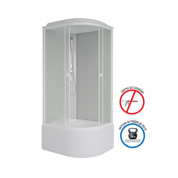 Душевая кабина Niagara Promo P100/70/40L/MT 100x70 см, с высоким поддоном 40 см, профиль белый, стекло матовое (безсиликоновая сборка) - фото 2