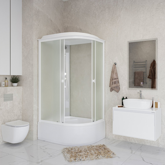 Душевая кабина Niagara Promo P100/80/40L/MT 100x80 см, с высоким поддоном 40 см, профиль белый, стекло матовое (безсиликоновая сборка) - фото 9