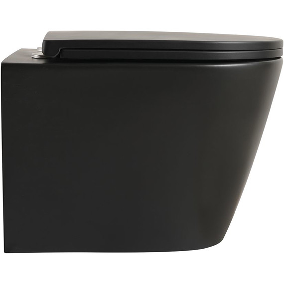 Унитаз подвесной безободковый Veconi Ando VAN-48TB (Система смыва торнадо) с тонкой крышкой микролифт, чёрный матовый - фото 9