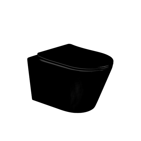Унитаз подвесной безободковый Boheme Avva 973-SET-B с тонкой крышкой микролифт, чёрный - фото 
