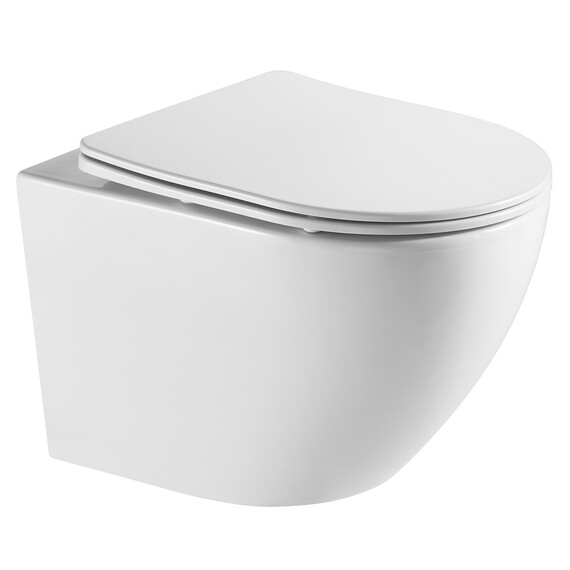 Унитаз подвесной безободковый Azario Grado AZ-0046-UQ1 с тонкой крышкой микролифт (Система смыва торнадо) - фото 2