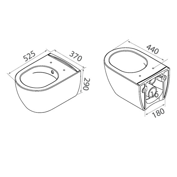Унитаз-биде подвесной безободковый Boheme Bianca 963-SET-2-MW с тонкой крышкой микролифт, белый матовый - фото 2