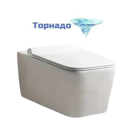 Унитаз подвесной безободковый Cerutti SPA Viola Aria Tornado 10583 с тонкой крышкой микролифт (система смыва Торнадо) - фото 