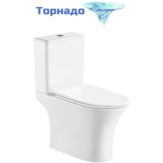 Унитаз-компакт безободковый Cerutti SPA Bernina 11133 с тонкой крышкой микролифт (система смыва Торнадо) - фото 