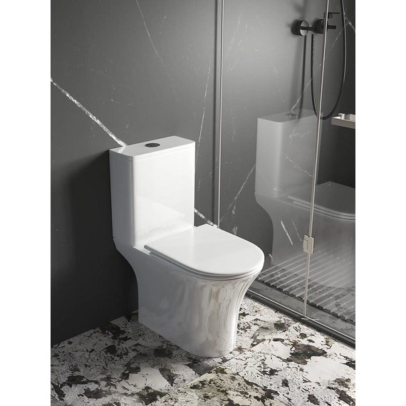 Унитаз-компакт безободковый Cerutti SPA Bernina 11133 с тонкой крышкой микролифт (система смыва Торнадо) - фото 2