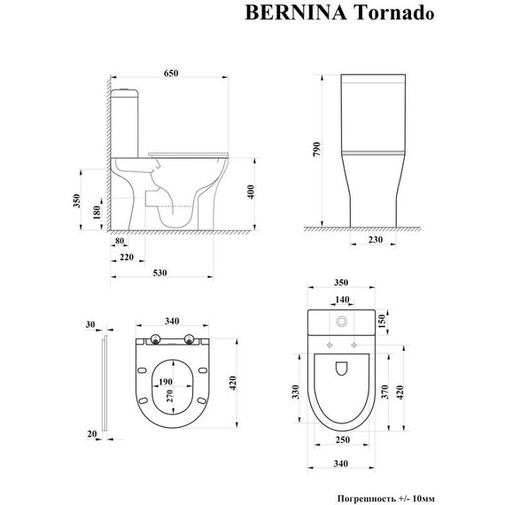 Унитаз-компакт безободковый Cerutti SPA Bernina 11133 с тонкой крышкой микролифт (система смыва Торнадо) - фото 5