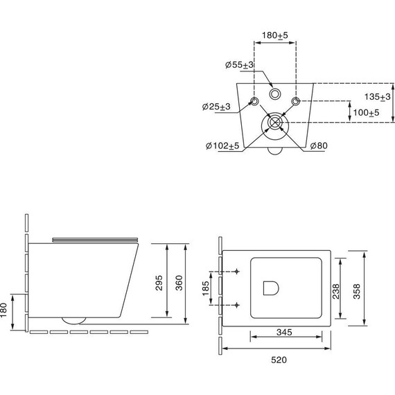 Унитаз подвесной безободковый SantiLine SL-5007T с тонкой крышкой микролифт (система смыва Торнадо) - фото 2