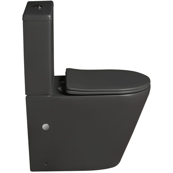 Унитаз-компакт безободковый SantiLine SL-5014MG с тонкой крышкой микролифт - фото 2