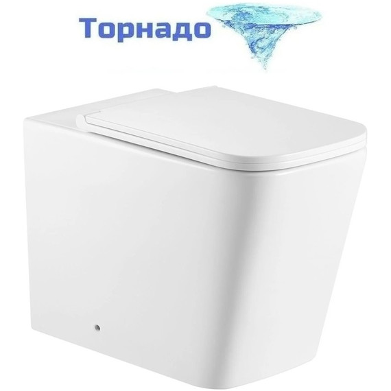 Унитаз приставной безободковый SantiLine SL-5021T с тонкой крышкой микролифт (система смыва Торнадо) - фото 