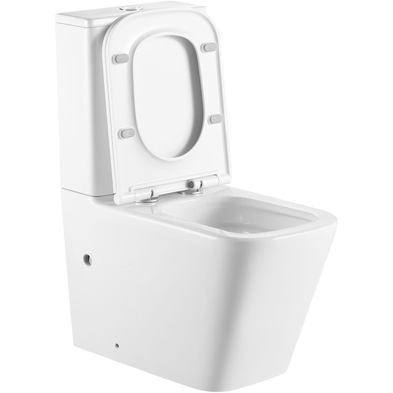 Унитаз-компакт безободковый SantiLine SL-5028 с тонкой крышкой микролифт (система смыва Торнадо) - фото 4