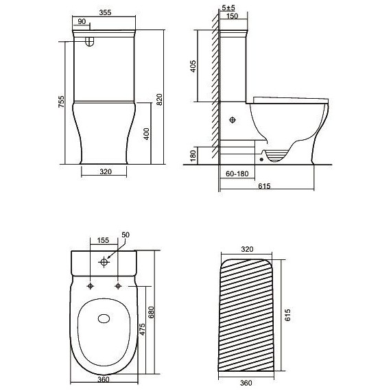Унитаз-компакт безободковый SantiLine SL-5042 с тонкой крышкой микролифт (система смыва Торнадо) - фото 7