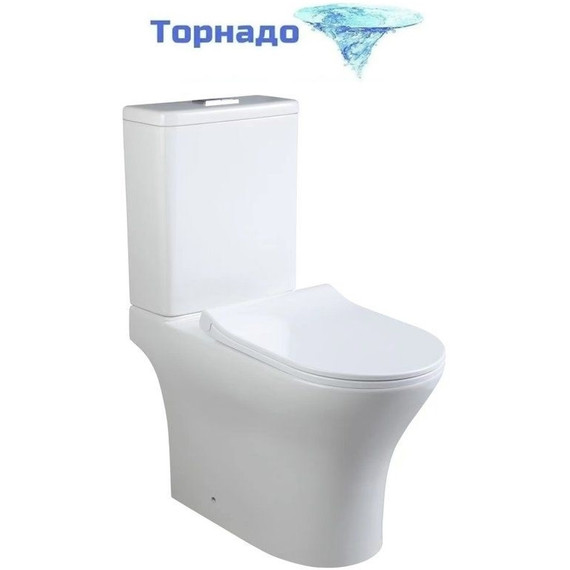 Унитаз-компакт безободковый SantiLine SL-5044 с тонкой крышкой микролифт (система смыва Торнадо) - фото 