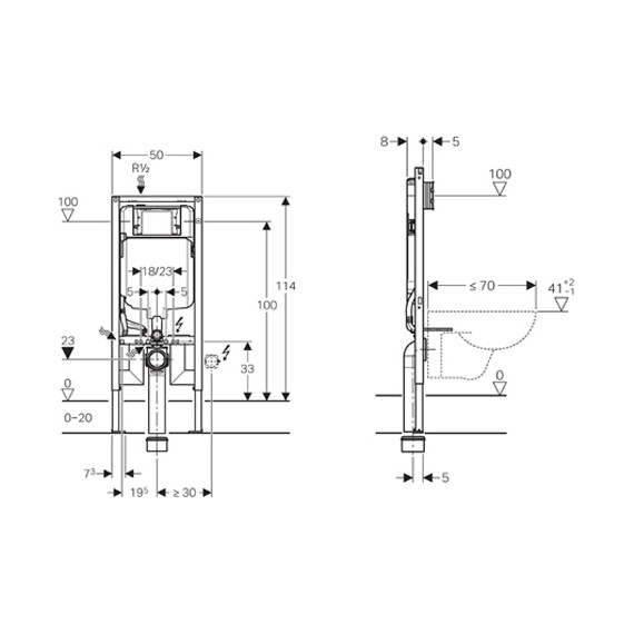 Инсталляция для подвесного унитаза Geberit Sigma 8 Duofix 111.796.00.1 - фото 3