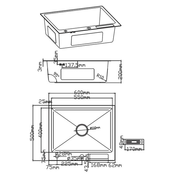 Кухонная мойка Diadonna DS5060G, золото - фото 5