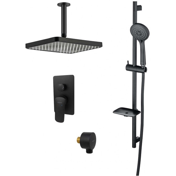 Набор смесителей 4 в 1 для душа Aquatek Вега AQ1075MB, чёрный матовый, Цвет производителя: чёрный матовый - фото 