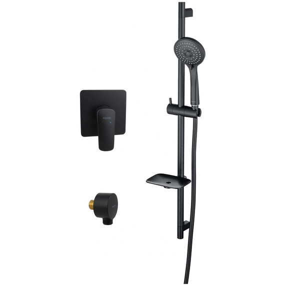 Набор смесителей 3 в 1 для душа Aquatek Вега AQ1076MB, чёрный матовый, Цвет производителя: чёрный матовый - фото 