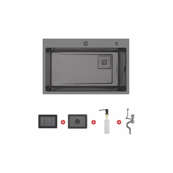 Кухонная мойка Gerhans K37246B 1 мм, графит - фото 