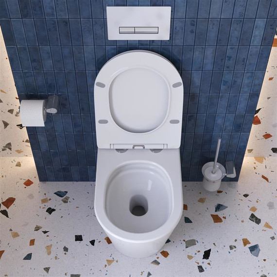 Унитаз приставной безободковый BelBagno BB1003CB-TOR/SC с тонкой крышкой микролифт (система смыва торнадо) - фото 3