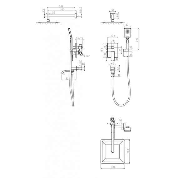 Душевая система для ванны Grocenberg GB5007BR, бронза - фото 3