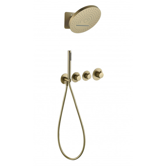 Душевая система для душа с термостатом Grocenberg GB5020MG, матовое золото - фото 